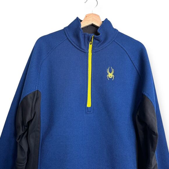 Spyder Electric Blue Outbound Half Half Zip Fleece Lined Pullover Men's Size L - Picture 3 of 13